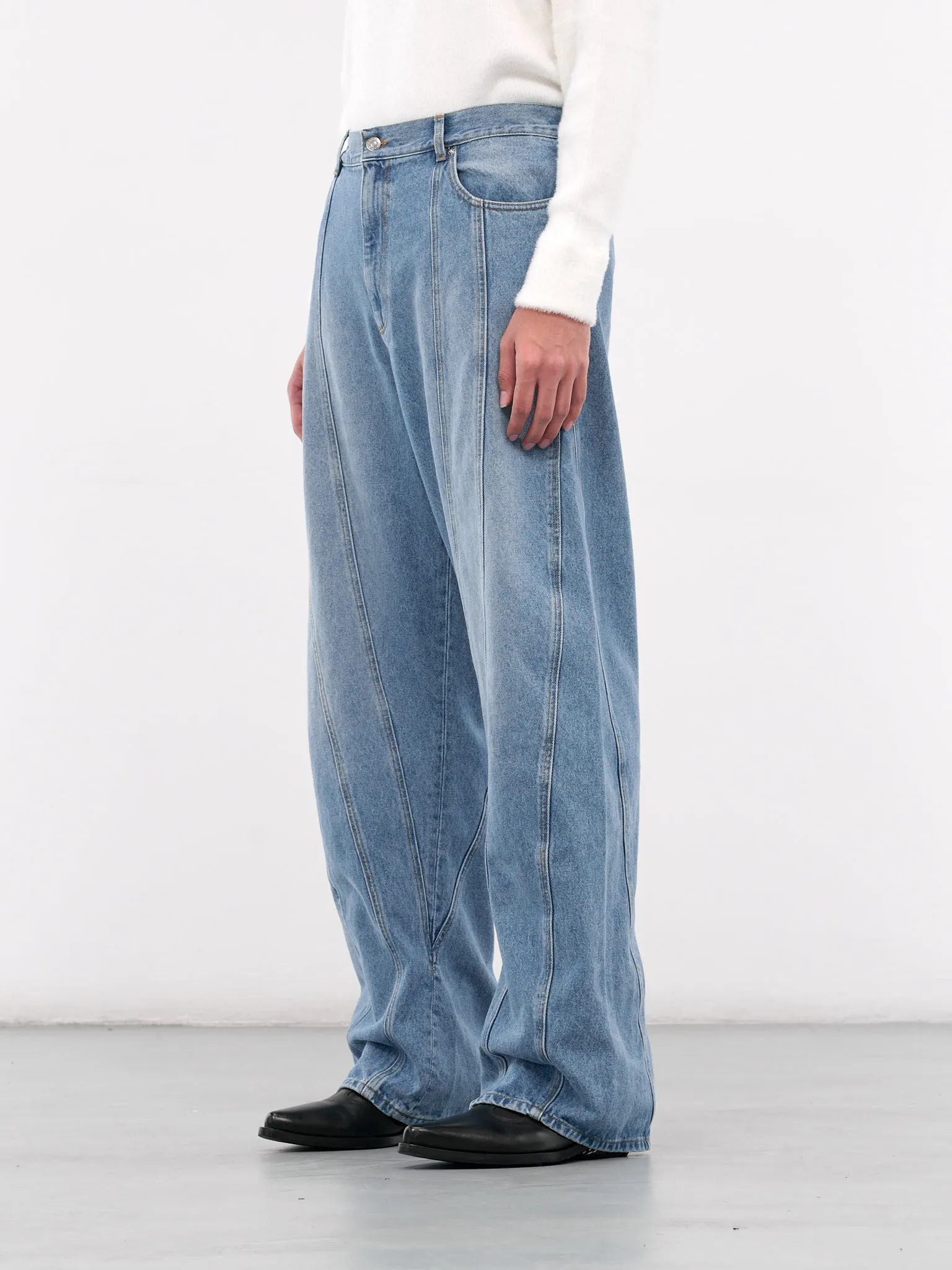 Blue Denim Baggy Twisted Jeans (25F6PA0515211-MEDIUM-BLUE) sold by lorenzo product image thumbnail 2