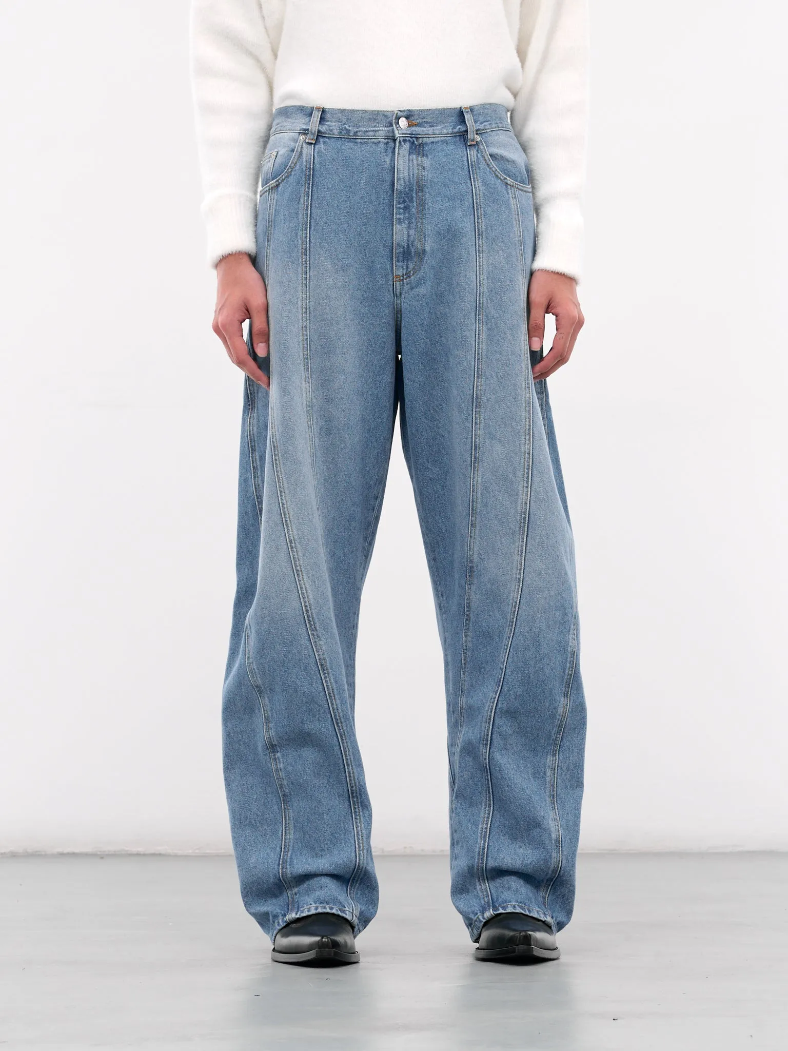 Blue Denim Baggy Twisted Jeans (25F6PA0515211-MEDIUM-BLUE) sold by lorenzo