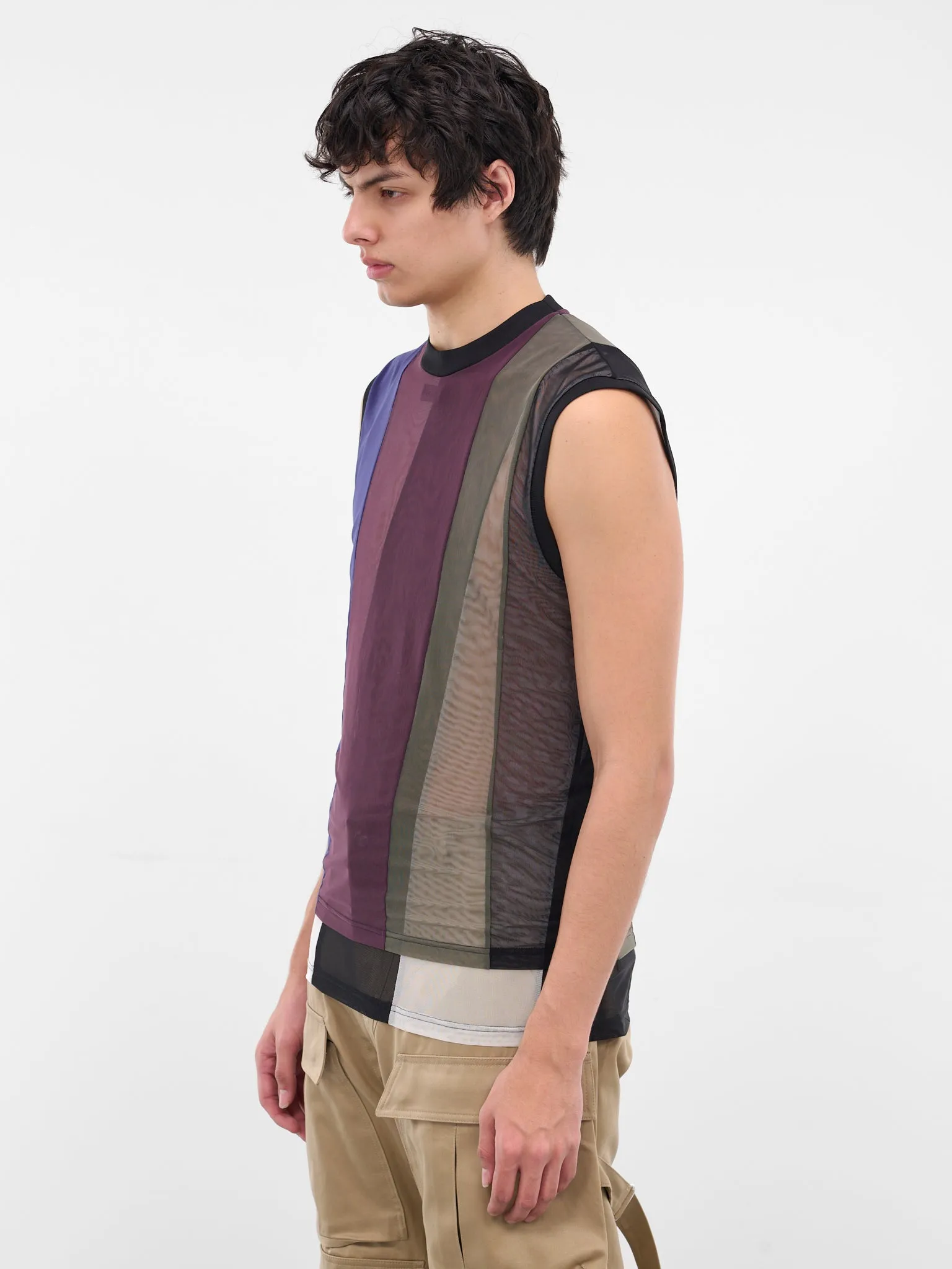 Sheer Patchwork Mesh Tank Top (25F3T00822891-ULTRABLUE-BLACK) sold by lorenzo product image thumbnail 2