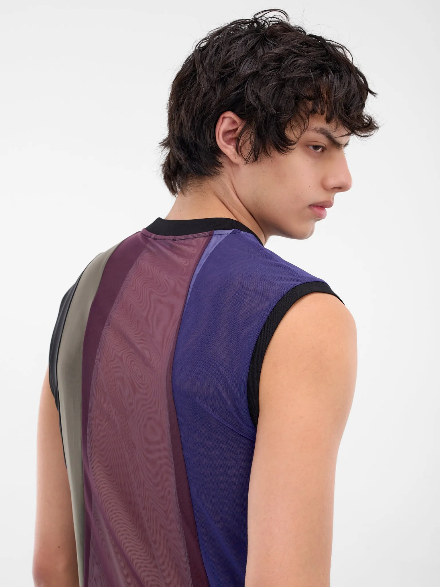 Sheer Patchwork Mesh Tank Top (25F3T00822891-ULTRABLUE-BLACK) sold by lorenzo product image thumbnail 5