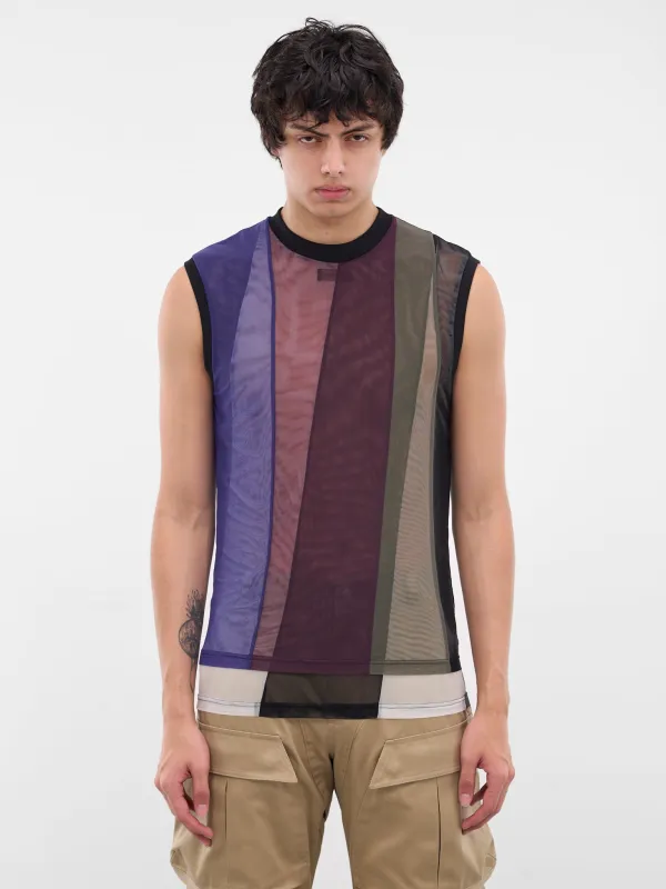 Sheer Patchwork Mesh Tank Top (25F3T00822891-ULTRABLUE-BLACK) sold by lorenzo