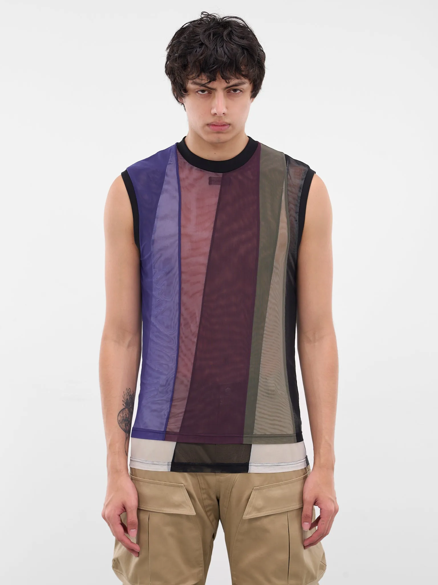 Sheer Patchwork Mesh Tank Top (25F3T00822891-ULTRABLUE-BLACK) sold by lorenzo