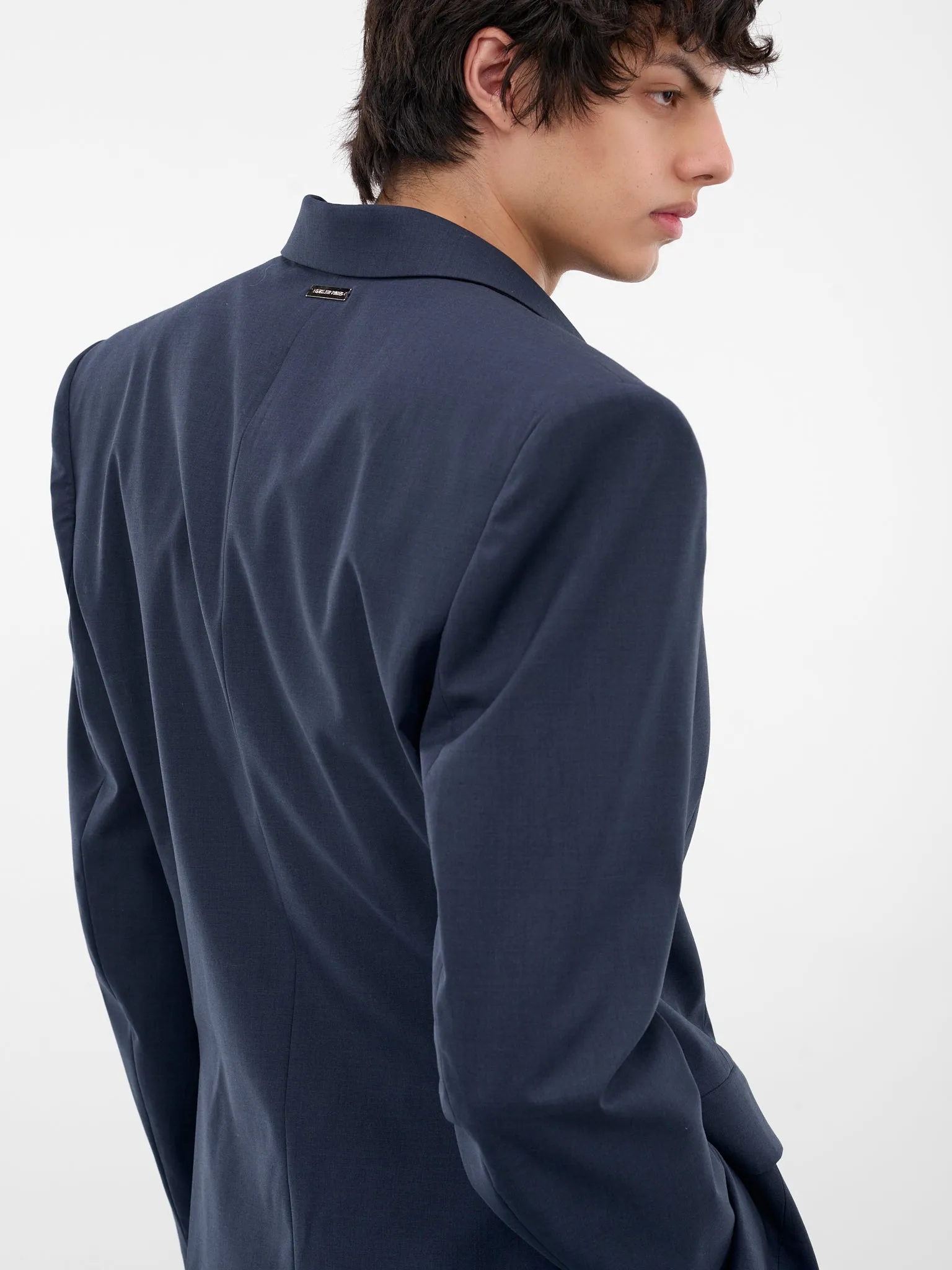 Blue Oversized Wool Blazer (25F1VE0467191-DARK-BLUE) sold by lorenzo product image thumbnail 5