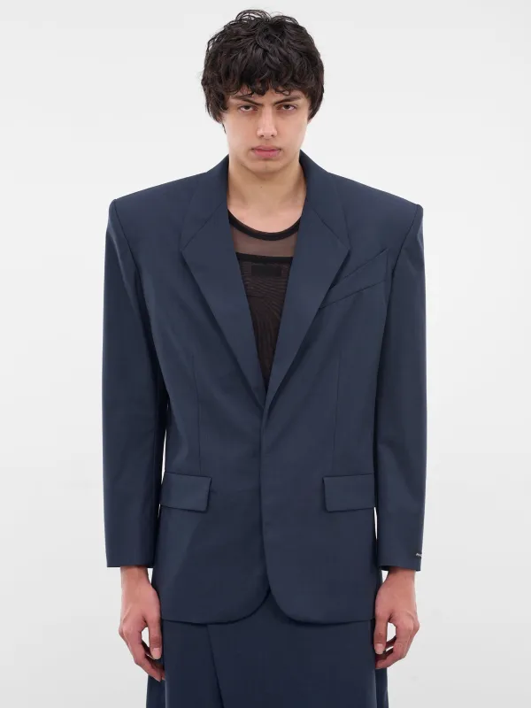 Blue Oversized Wool Blazer (25F1VE0467191-DARK-BLUE) sold by lorenzo