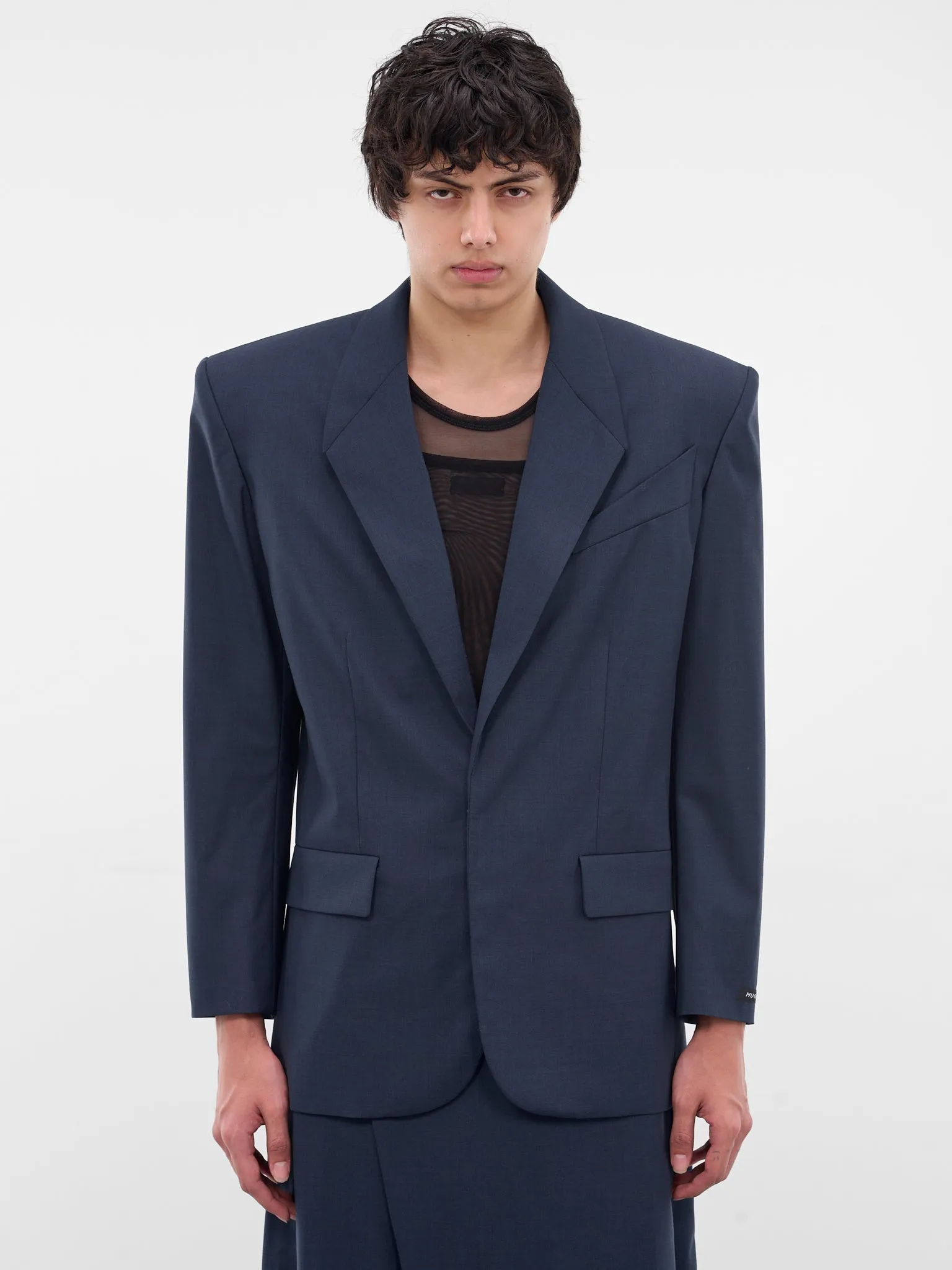 Blue Oversized Wool Blazer (25F1VE0467191-DARK-BLUE) sold by lorenzo