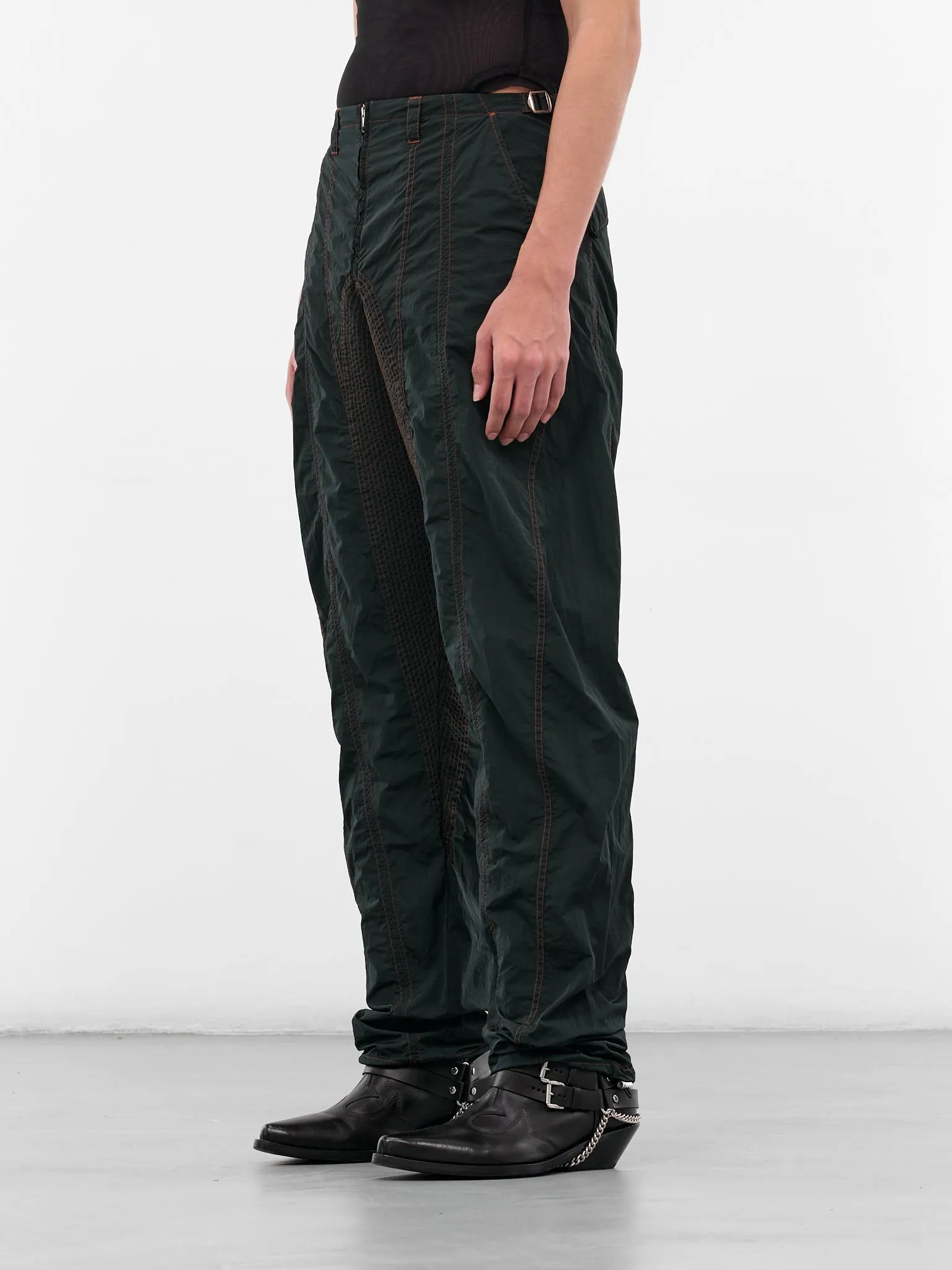 Gray Satin Nylon Stitched Pants (25F1PA0506888-PA0506-SLATE-GRE) sold by lorenzo product image thumbnail 2