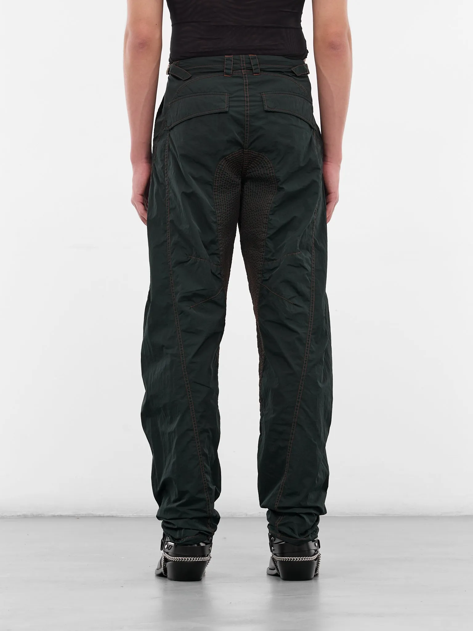 Gray Satin Nylon Stitched Pants (25F1PA0506888-PA0506-SLATE-GRE) sold by lorenzo product image thumbnail 3
