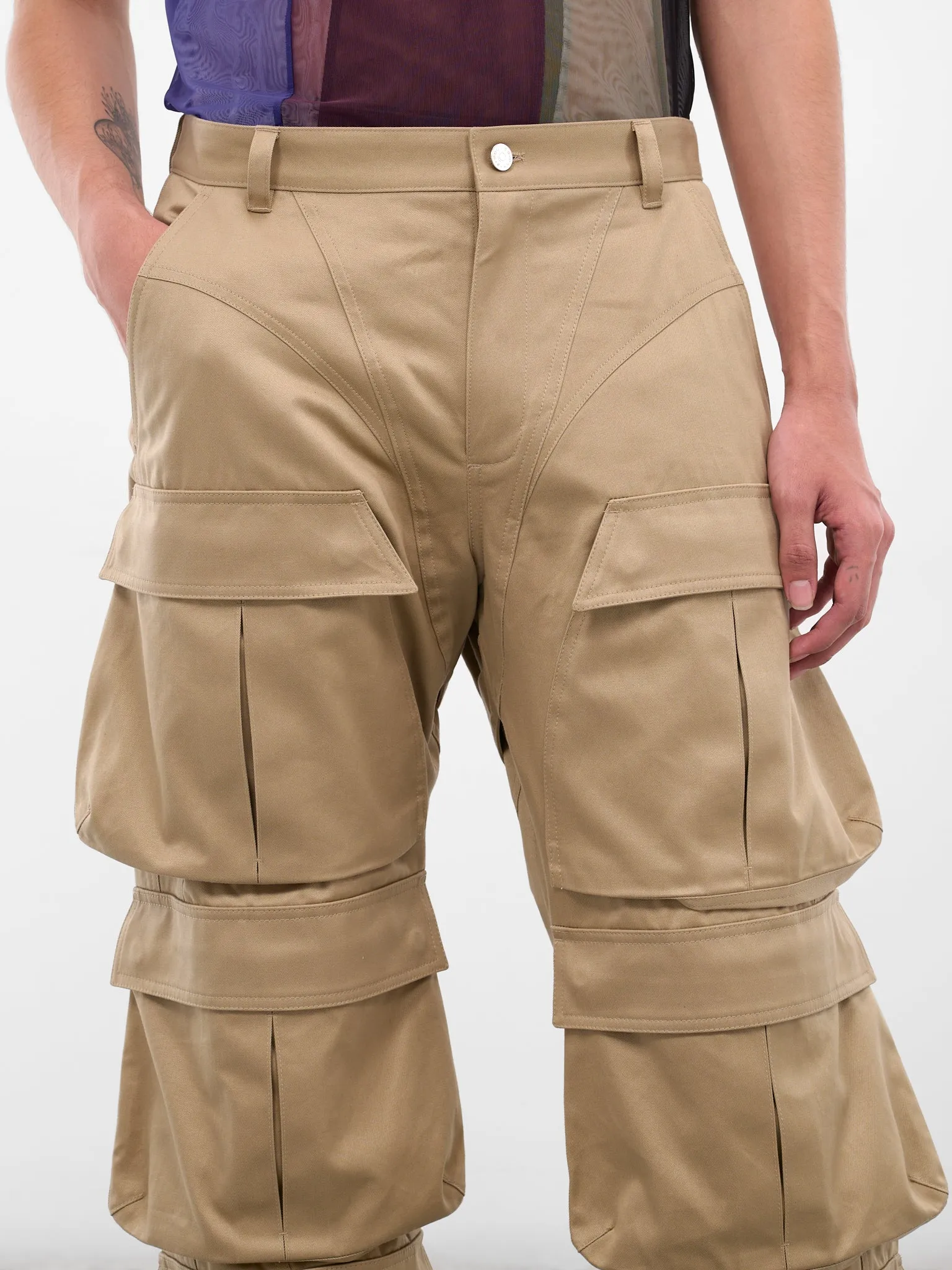 Beige Multi Pocket Cargo Pants (25F1PA0483264-BEIGE) sold by lorenzo product image thumbnail 4
