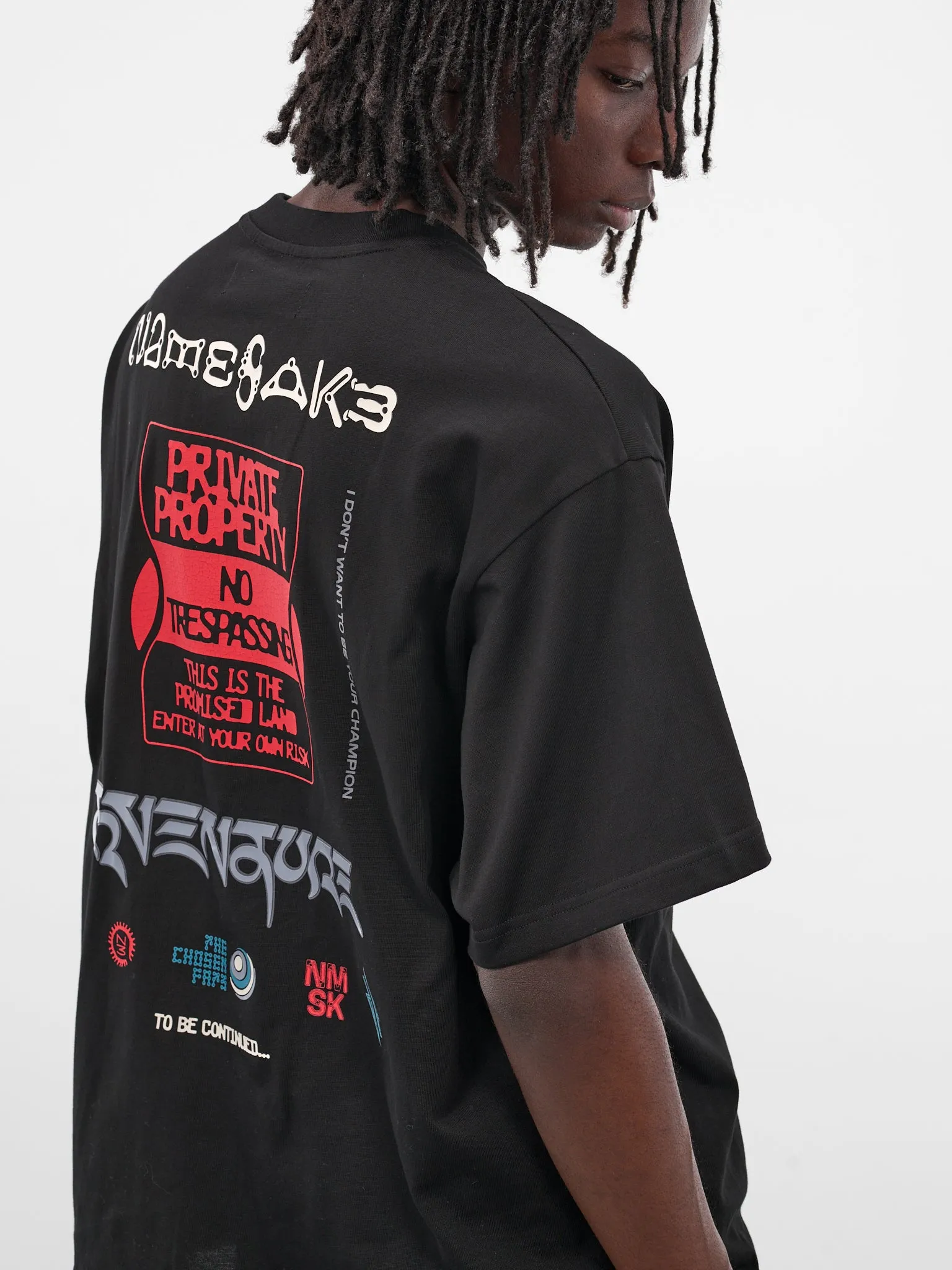 Sava Black Oversized Warning Tee (N3-AW25-N3-TSG-0A-EB-EUPHORIC-) sold by lorenzo product image thumbnail 5