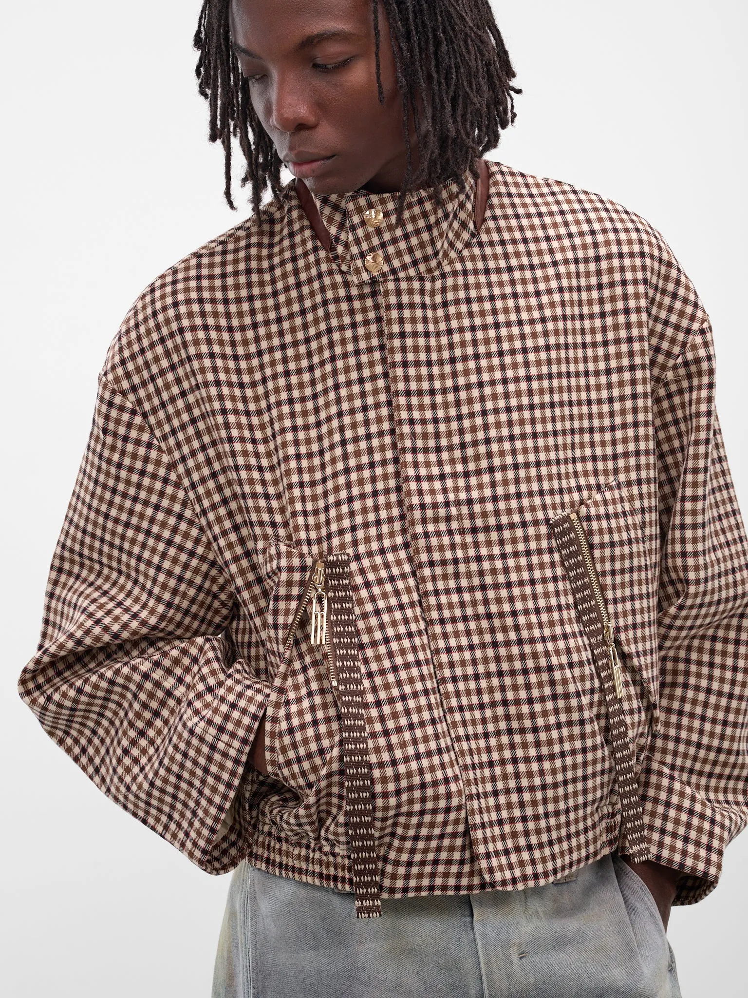 Medina Brown Plaid Harrington Jacket (JK-05-MP-MIGLE-PLAID-BROWN) sold by lorenzo product image thumbnail 5