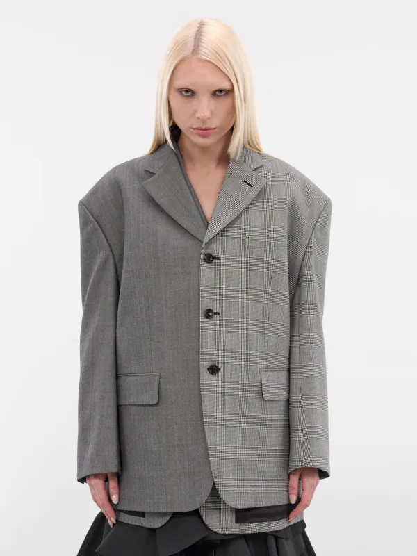 Gray Deconstructed Double Layer Blazer (GP-J023-ECRU-BLK-GREY) sold by lorenzo