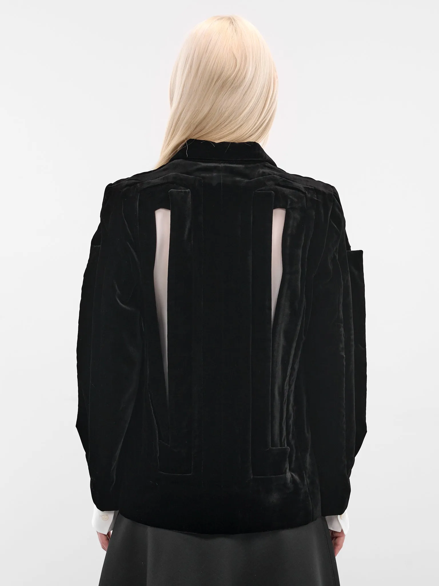 Black Wool Cut-Out Blazer (GP-J019-BLACK) sold by lorenzo product image thumbnail 3