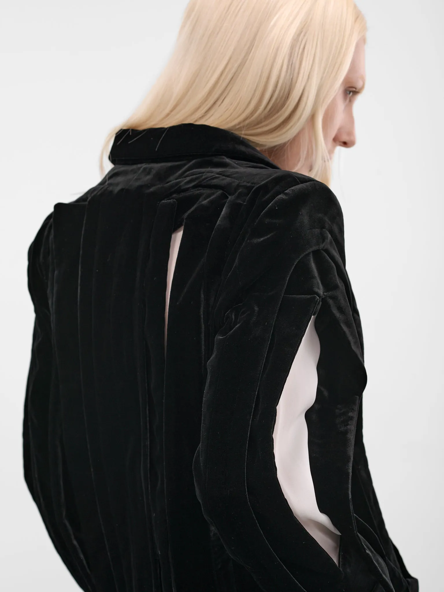 Black Wool Cut-Out Blazer (GP-J019-BLACK) sold by lorenzo product image thumbnail 5