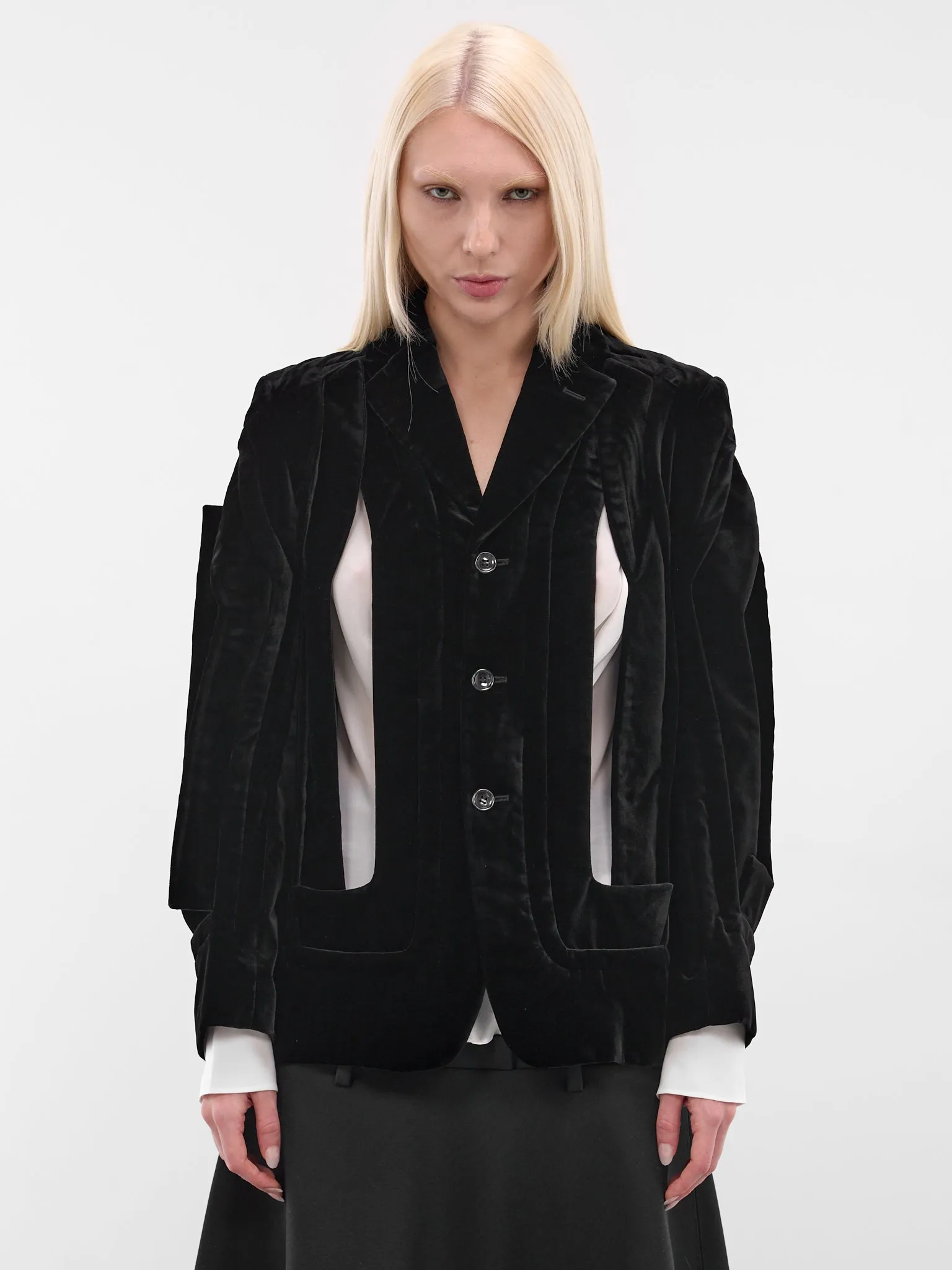 Black Wool Cut-Out Blazer (GP-J019-BLACK) sold by lorenzo
