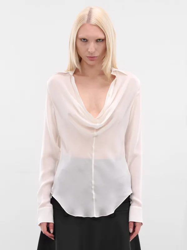White Silk Long Sleeve Blouse (FN-WN-BLOU001202-WHITE) sold by lorenzo