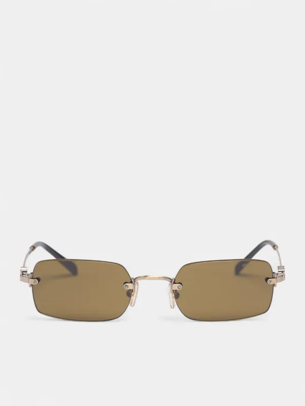 Gold B50S Rectangular Metal Sunglasses (0MU-B50S-OLD-GOLD-DARK-BROWN) sold by lorenzo