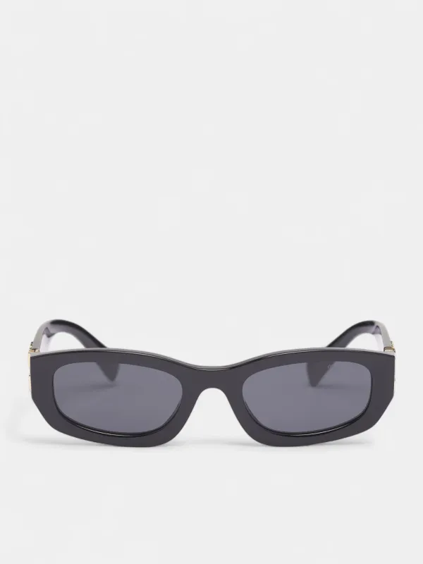 Black Glossy Rectangular Sunglasses (0MU-B04S-BLACK-DARK-GREY) sold by lorenzo