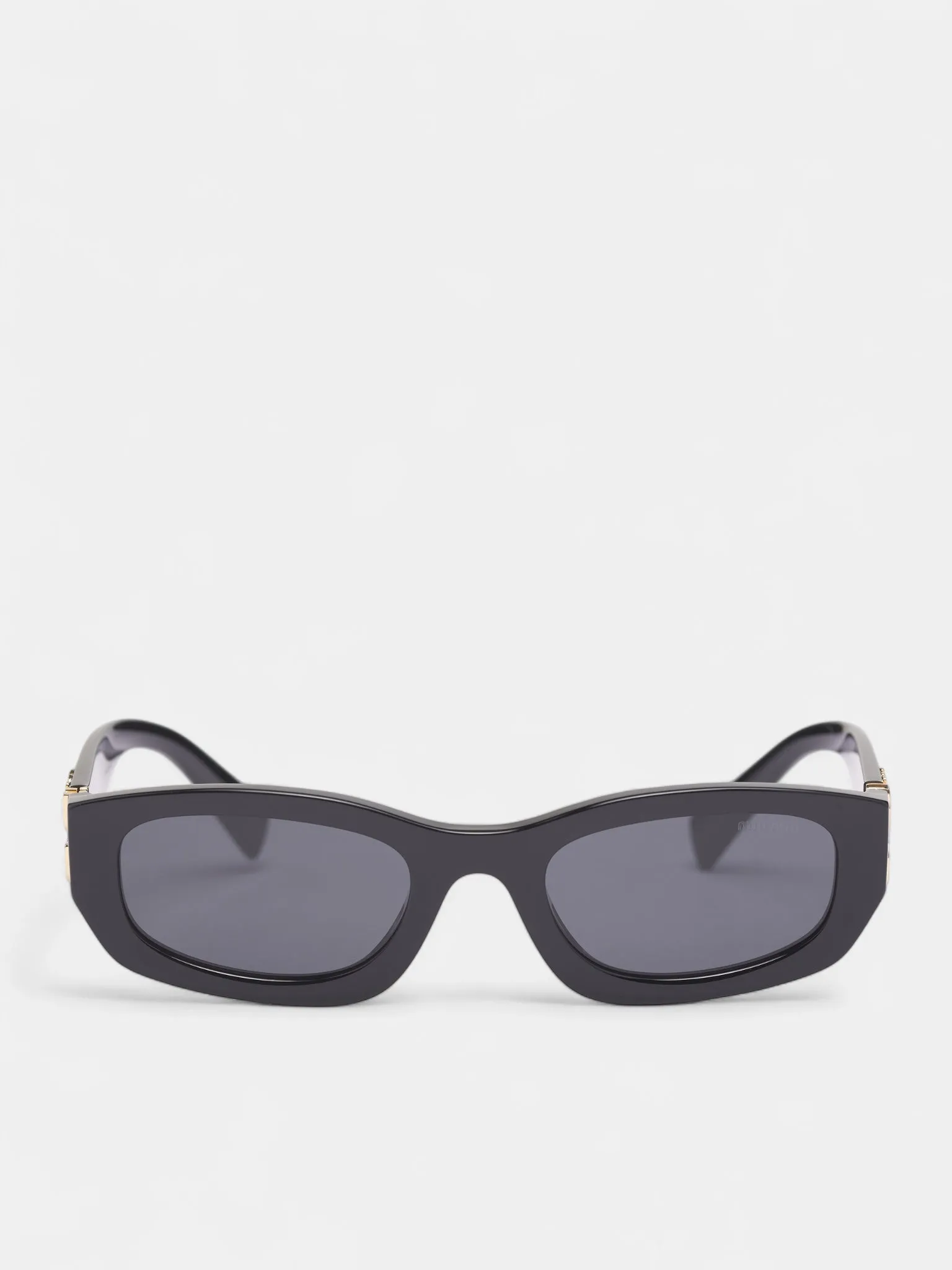 Black Glossy Rectangular Sunglasses (0MU-B04S-BLACK-DARK-GREY) sold by lorenzo