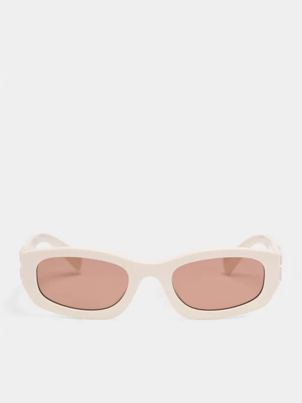 White Matte Rectangular Sunglasses (0MU-B04S-MILK-BROWN) sold by lorenzo