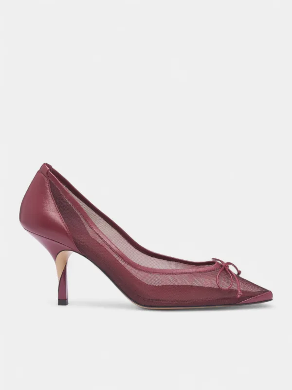 Burgundy Mesh Tourni Heels (FOW00178AW00661-BURGUNDY) made by Jacquemus