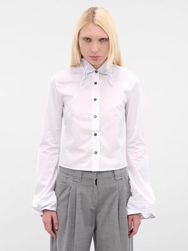 White Striped Wrinkled Luis Shirt (LUIS-SHIRT-WHITE-BLUE) sold by lorenzo