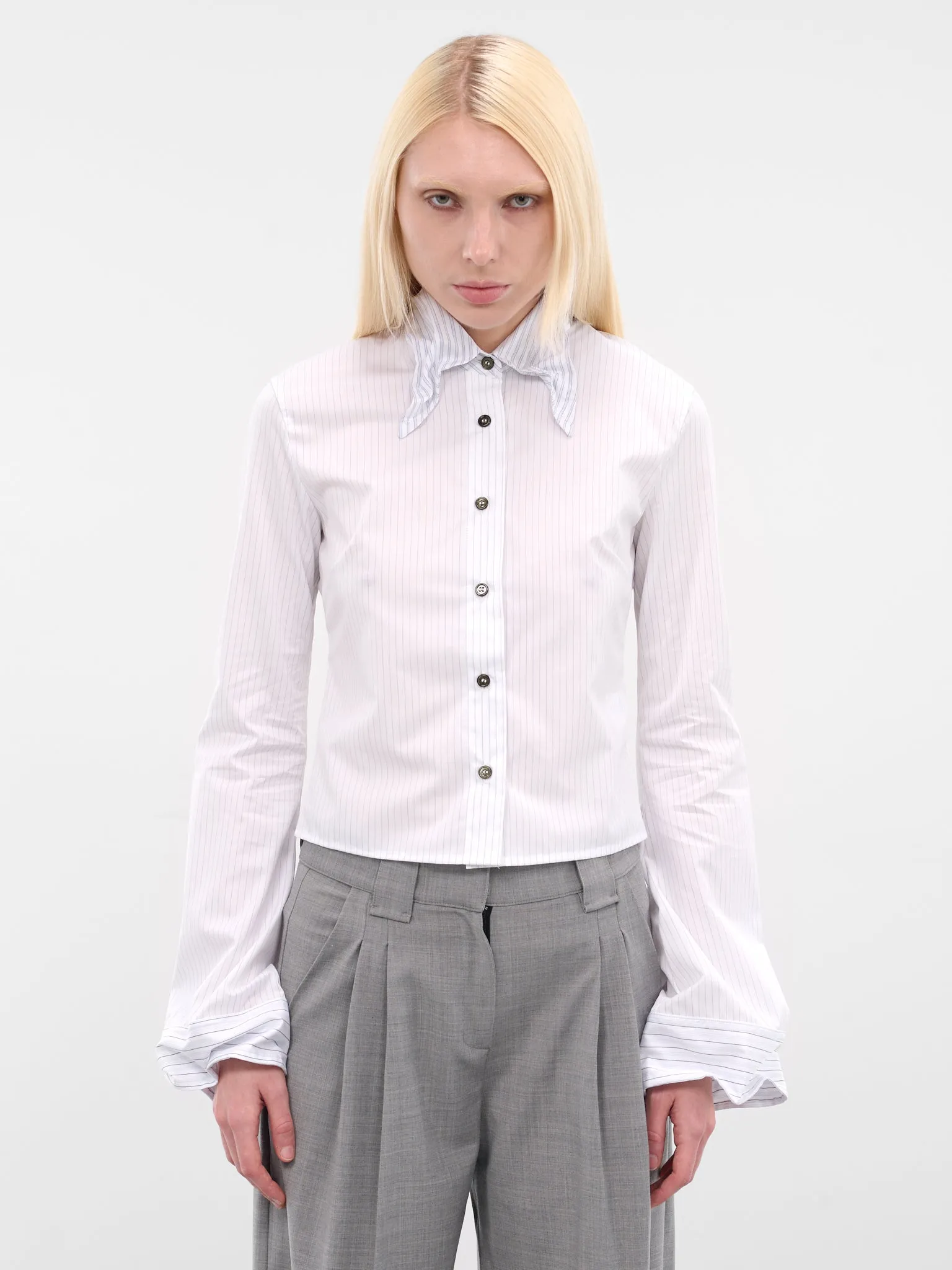 White Striped Wrinkled Luis Shirt (LUIS-SHIRT-WHITE-BLUE) sold by lorenzo