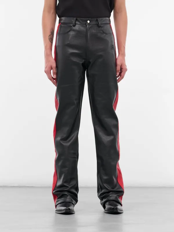 Black Leather Striped Trousers (MP005-BLACK) sold by lorenzo