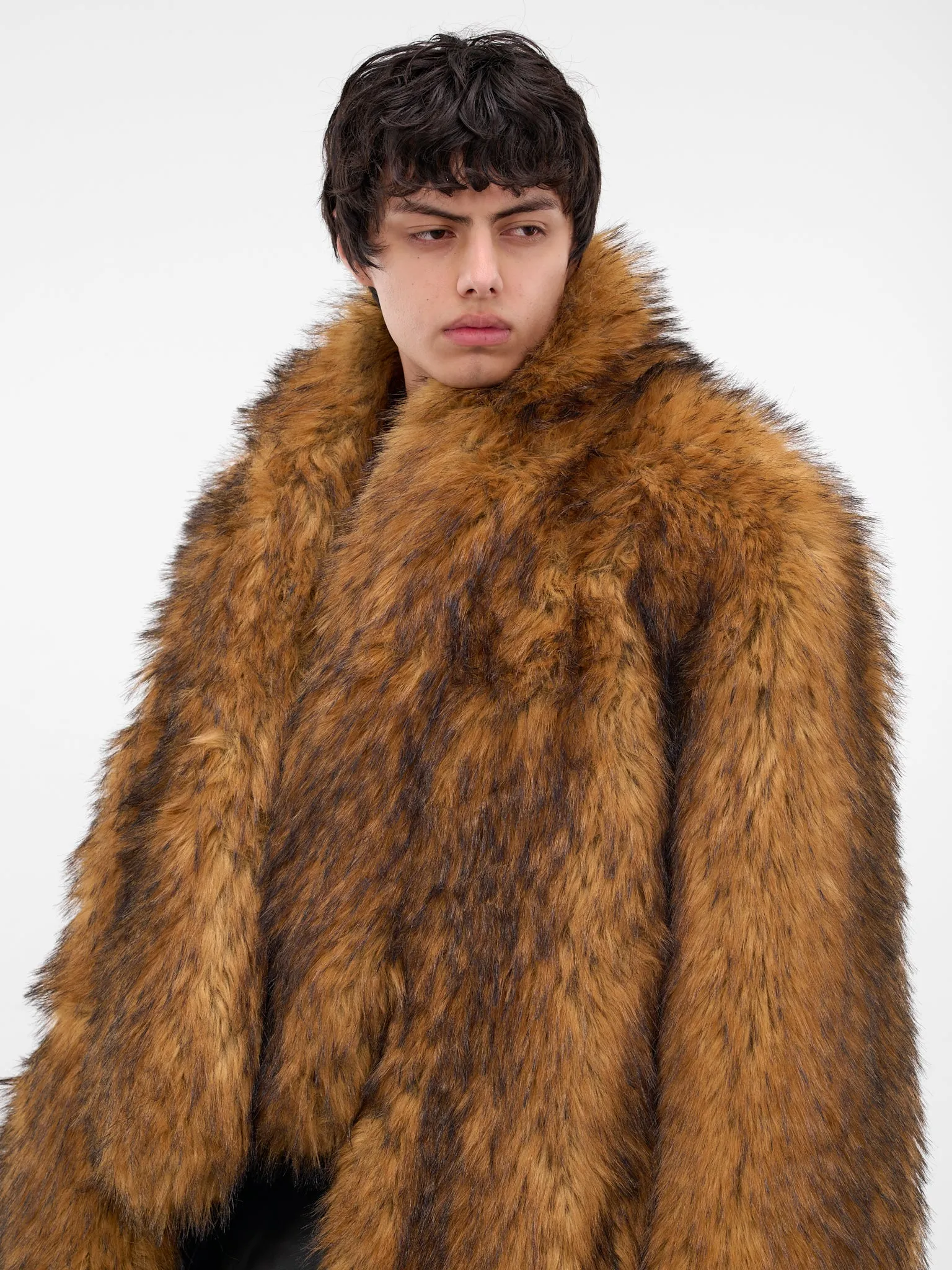 Beige Oversized Faux Fur Coat (MM006-BEIGE) sold by lorenzo product image thumbnail 5