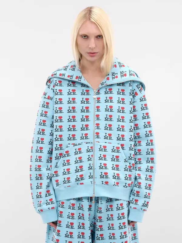 'I Heart Me' Zip Hoodie (120-I-HEART-ME-BLUE) sold by lorenzo