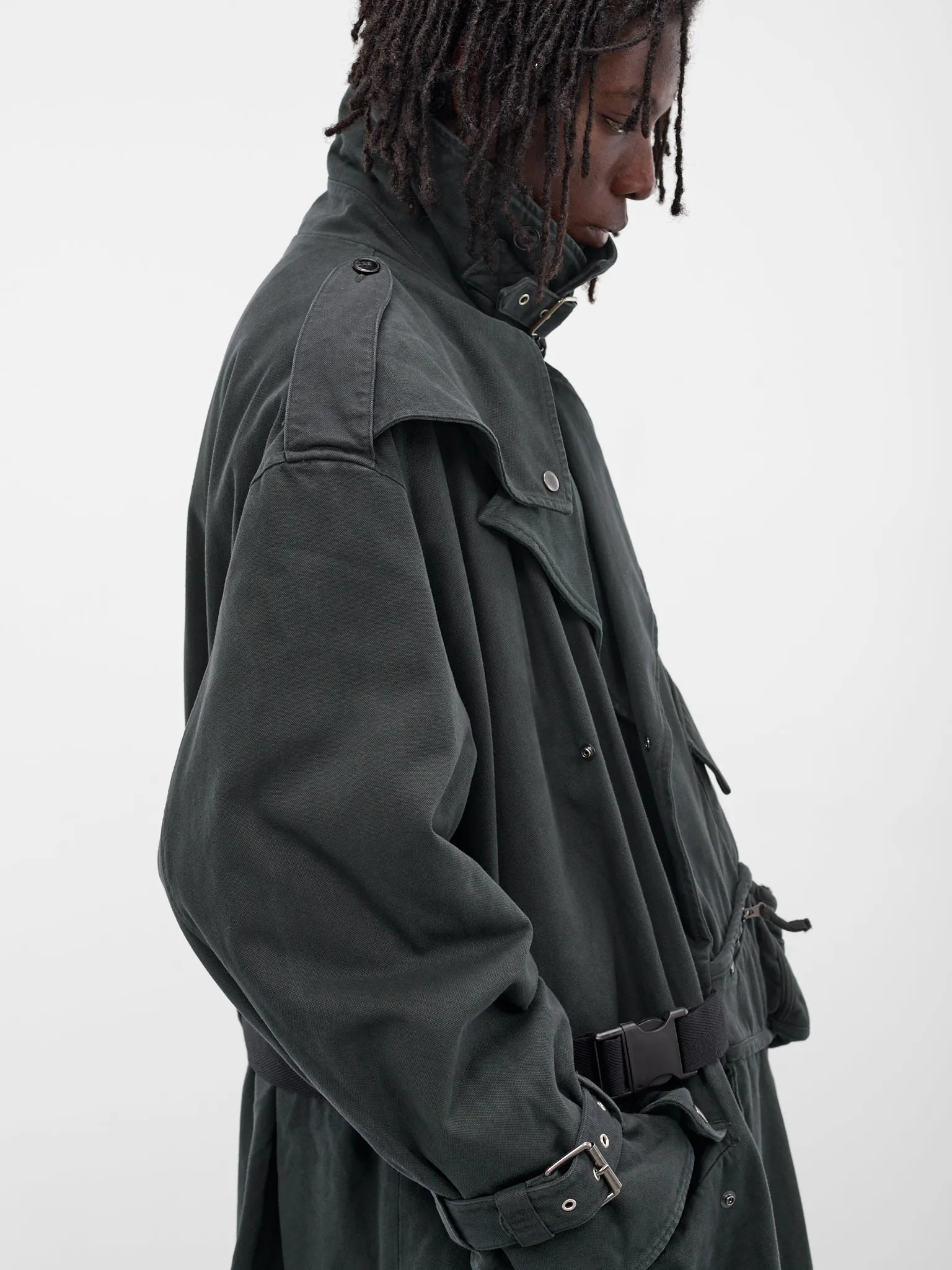 Green Bumbag Trench Coat (748WP22414-GREEN) sold by lorenzo product image thumbnail 5