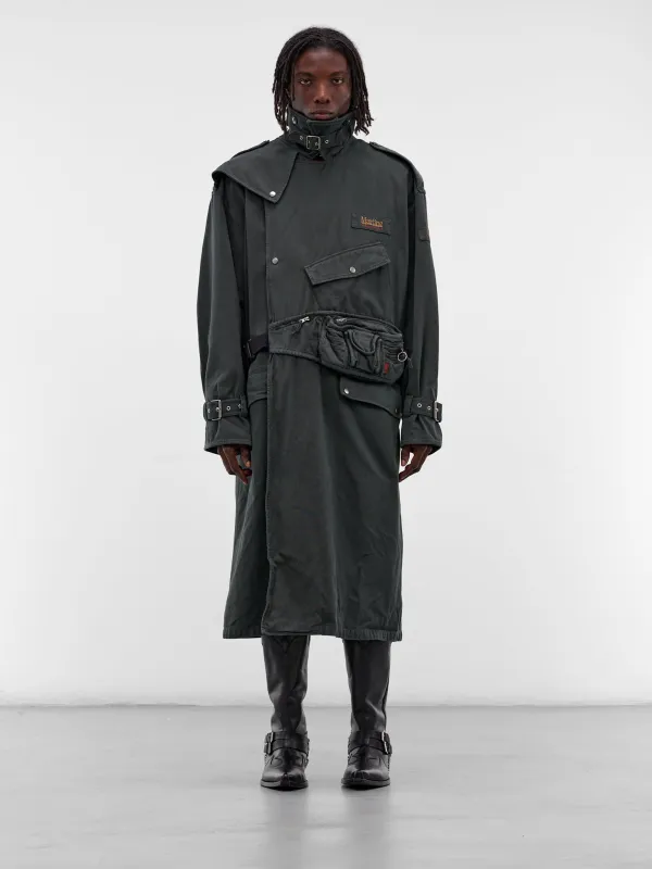 Green Bumbag Trench Coat (748WP22414-GREEN) made by Martine Rose
