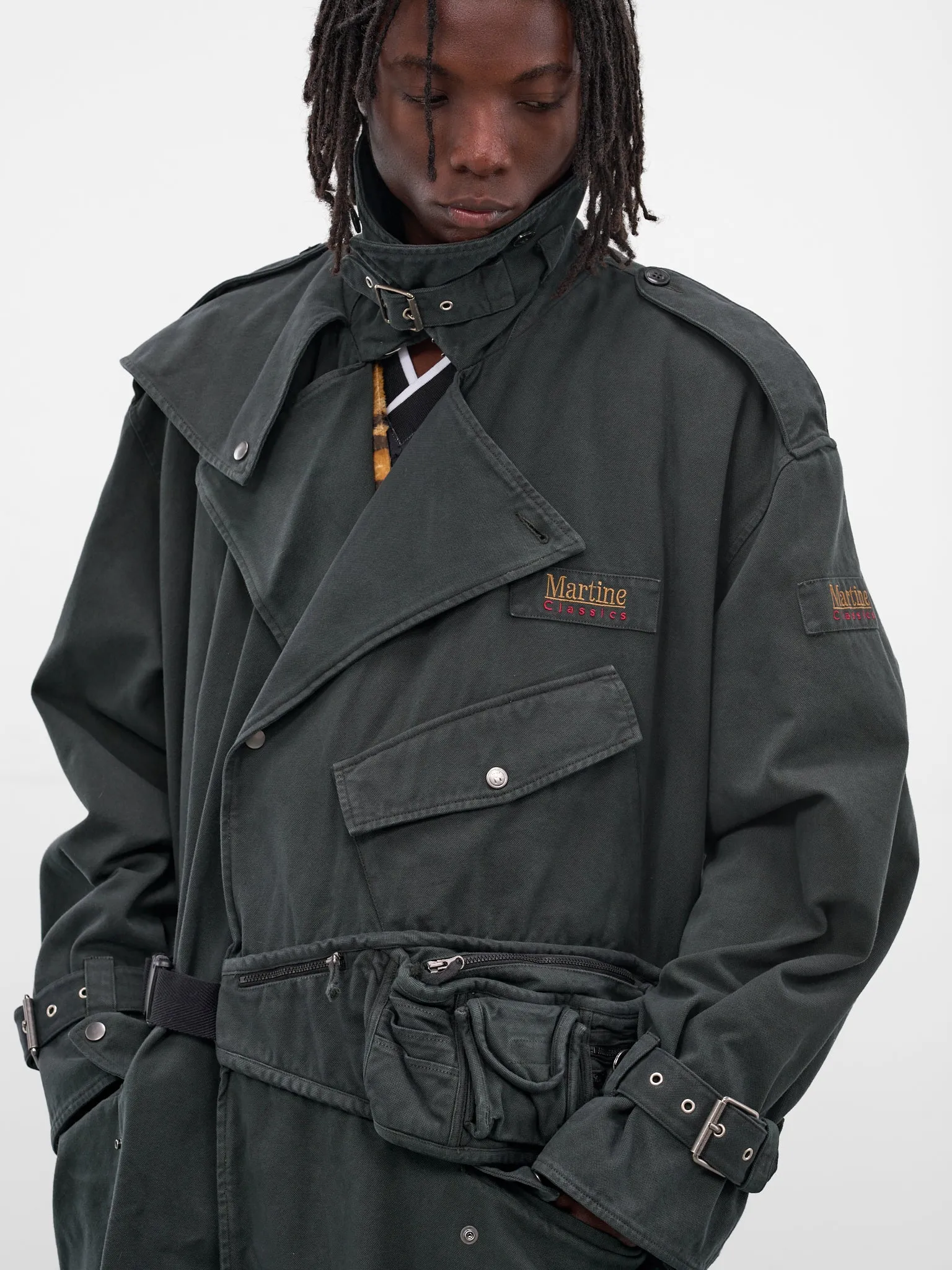 Green Bumbag Trench Coat (748WP22414-GREEN) sold by lorenzo product image thumbnail 4