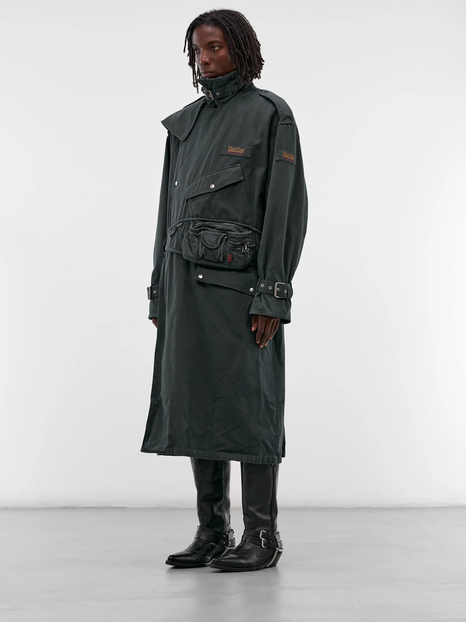 Green Bumbag Trench Coat (748WP22414-GREEN) sold by lorenzo product image thumbnail 2