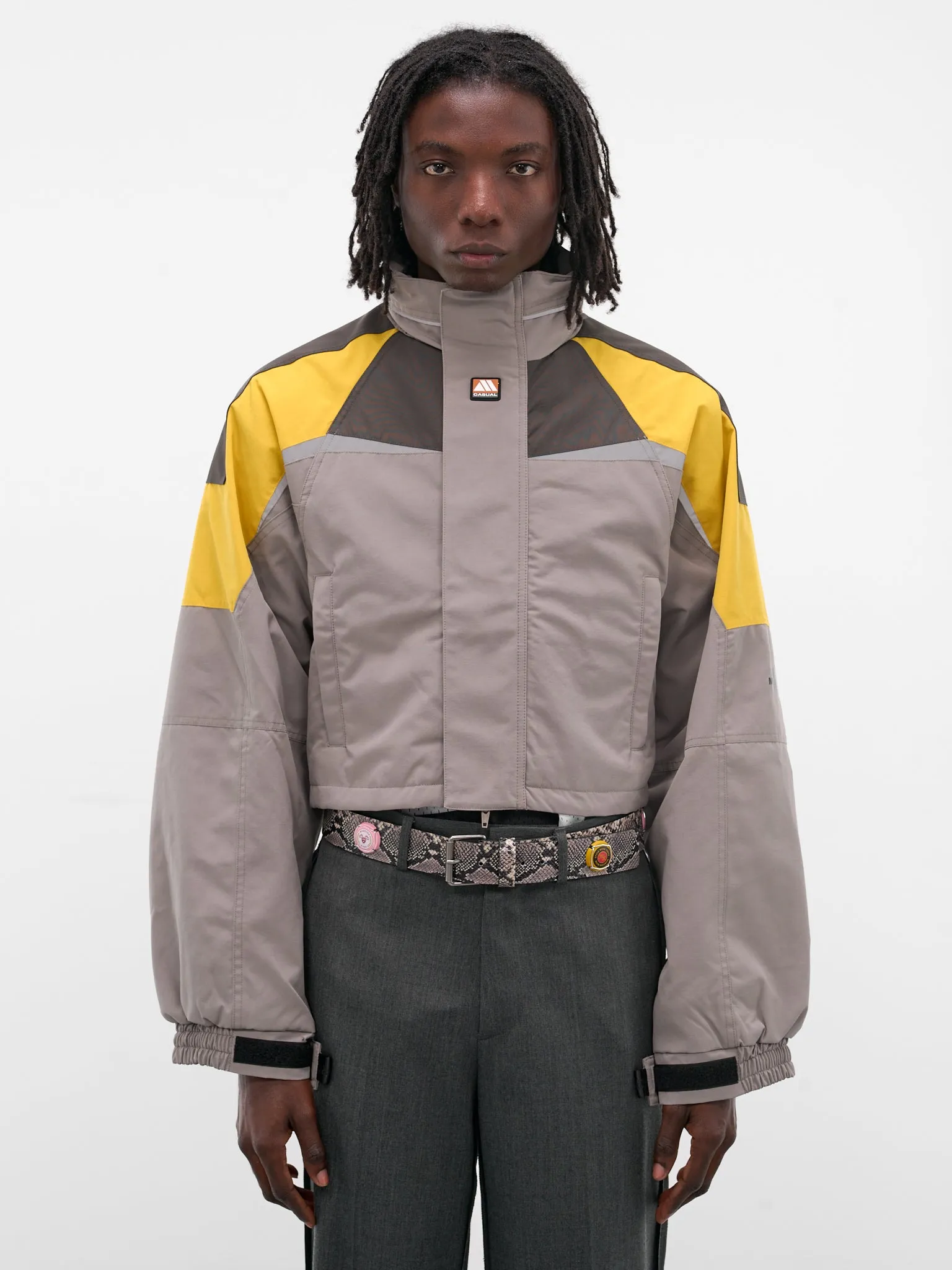 Gray Shrunken Sports Jacket (741WO10054-GREY-YELLOW) sold by lorenzo