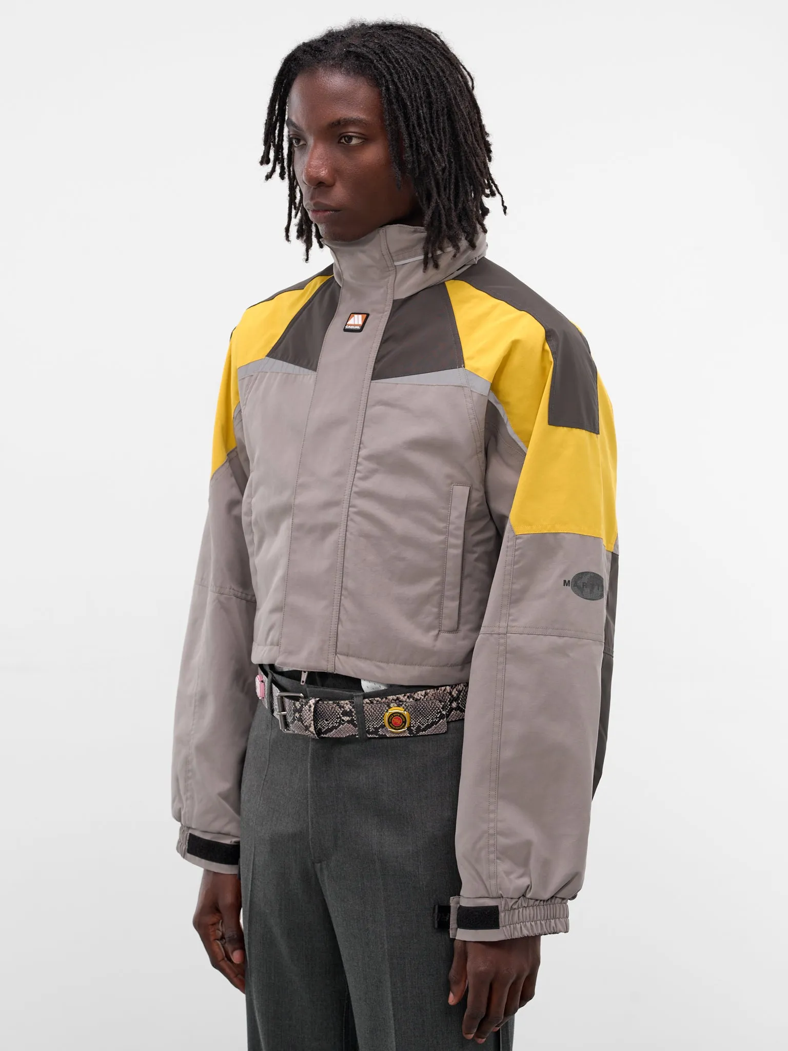 Gray Shrunken Sports Jacket (741WO10054-GREY-YELLOW) sold by lorenzo product image thumbnail 2