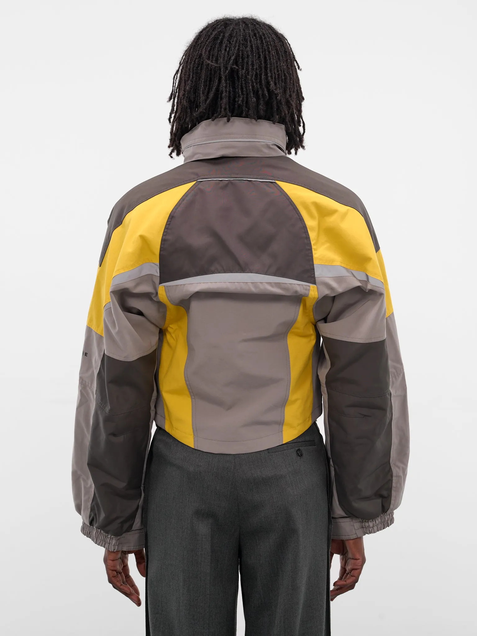 Gray Shrunken Sports Jacket (741WO10054-GREY-YELLOW) sold by lorenzo product image thumbnail 3