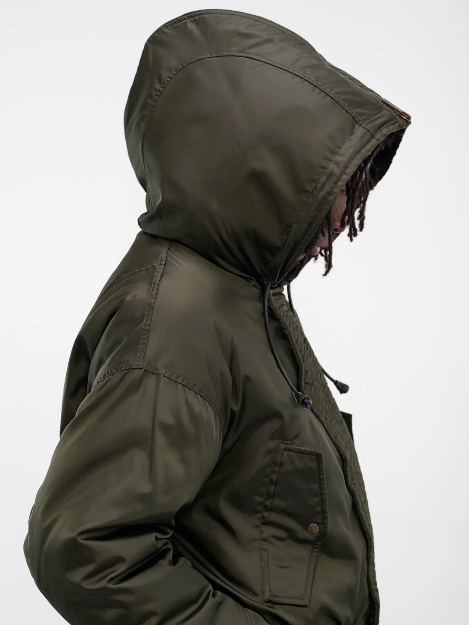 Green Hooded Nylon Bomber Jacket (S71AN0622-S49576-697-DARK-GREE) sold by lorenzo product image thumbnail 4