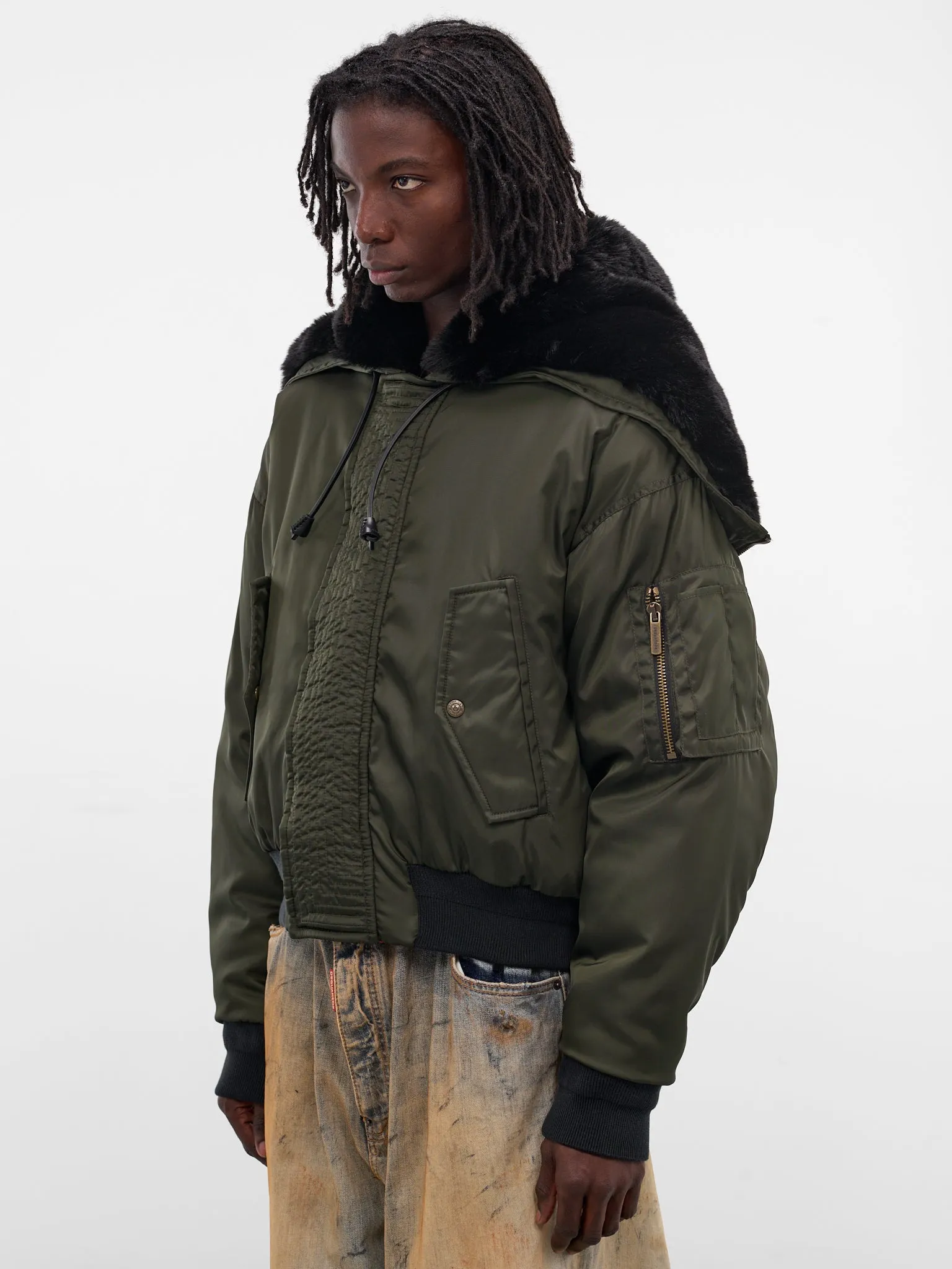 Green Hooded Nylon Bomber Jacket (S71AN0622-S49576-697-DARK-GREE) sold by lorenzo product image thumbnail 2