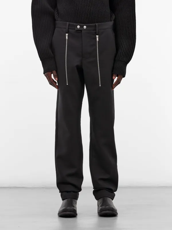 Black Zip Drop Crotch Trousers (J21KA0296-J40289-001-BLACK) sold by lorenzo