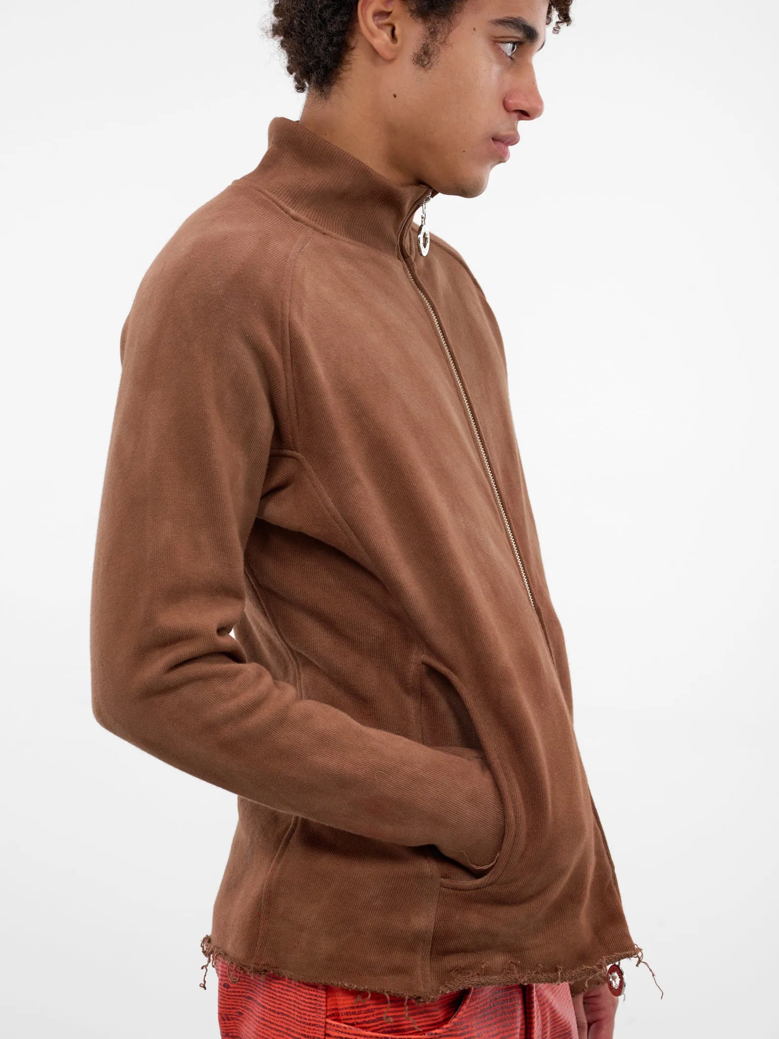 Brown Essential Jersey Zip Jacket (TOP-ESSZIP-BROWN) sold by lorenzo product image thumbnail 4