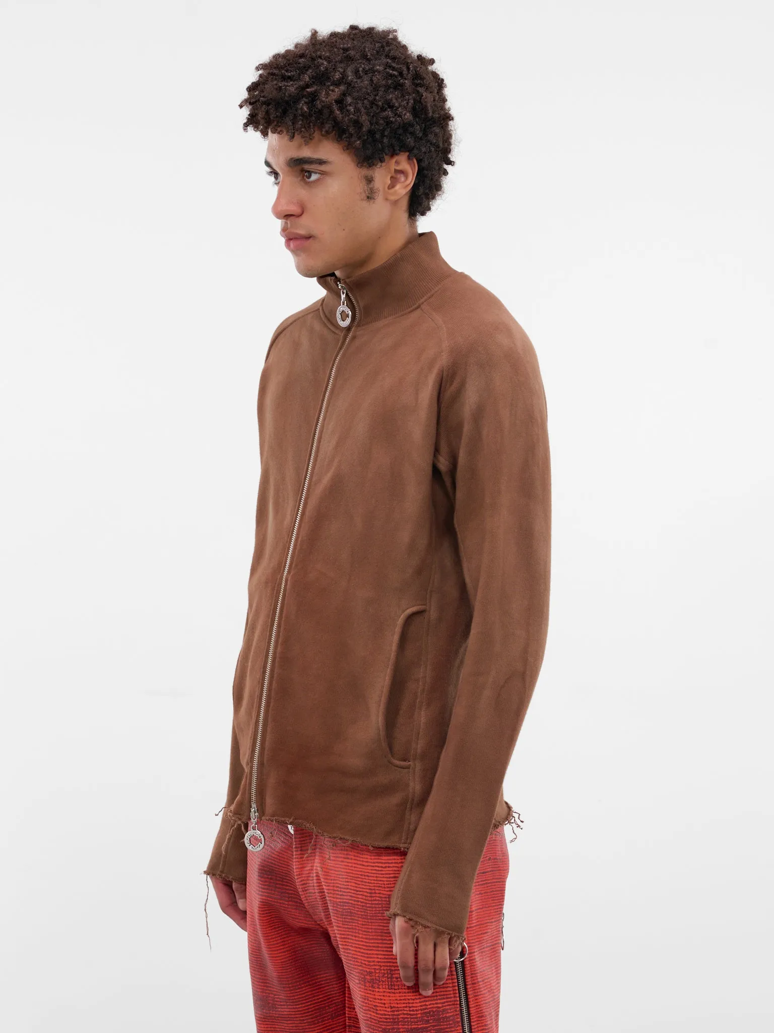 Brown Essential Jersey Zip Jacket (TOP-ESSZIP-BROWN) sold by lorenzo product image thumbnail 2