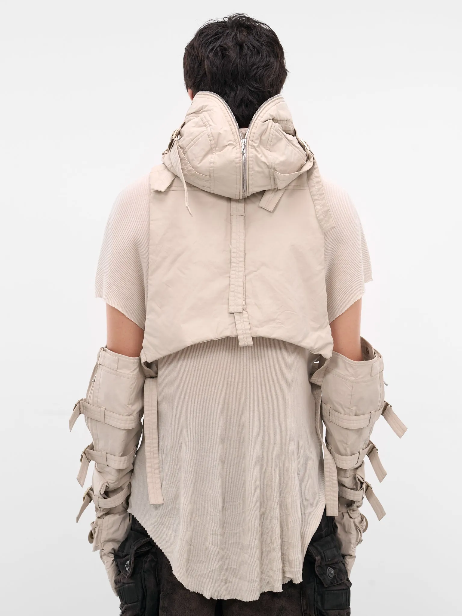 White Coated Cropped Hooded Vest (917STU2-PLASTER) sold by lorenzo product image thumbnail 3