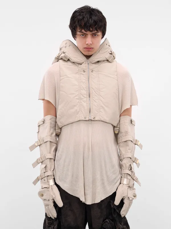 White Coated Cropped Hooded Vest (917STU2-PLASTER) sold by lorenzo