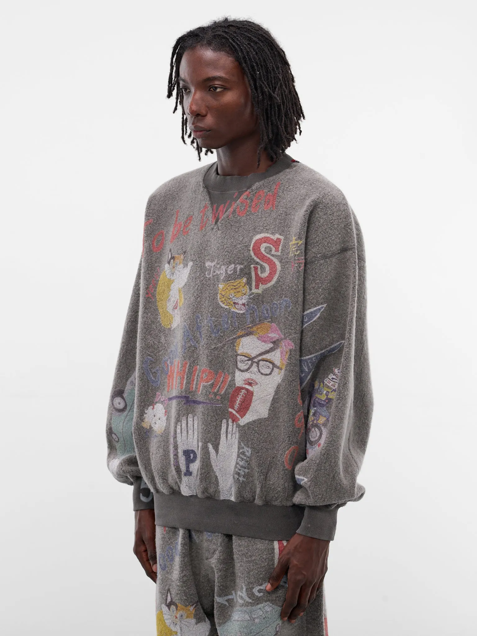 Black Graffiti Print Wool Sweatshirt (SW-SV-NGA-1007-BLACK) sold by lorenzo product image thumbnail 2