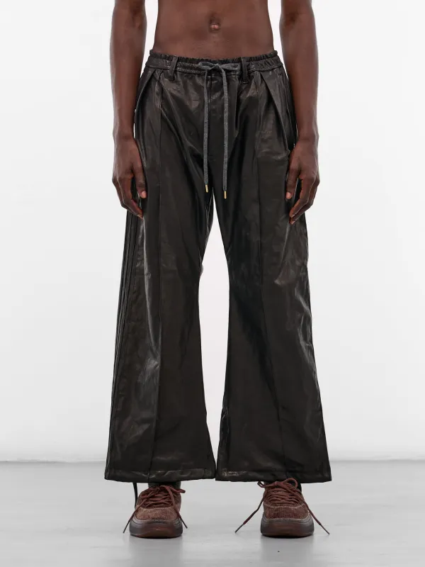 Black Leather Baggy Track Pants (PT-SV-NGA-1001-BLACK) sold by lorenzo