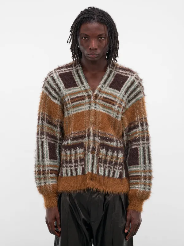 Beige Luster Check Knit Cardigan (KN-SV-NGA-1001-BEIGE) sold by lorenzo