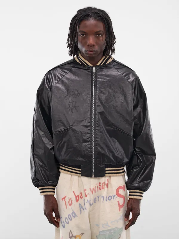 Black Reversible Graphic Souvenir Jacket (JK-SV-NGA-1003-BLACK) sold by lorenzo