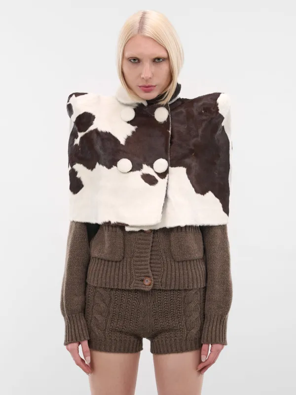 Brown Cow Print Leather Poncho (COW-PONCHO-BROWN) sold by lorenzo
