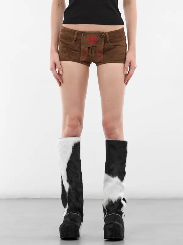 Brown Suede Lederhosen Micro Shorts (LEDERHOSEN-BROWN) sold by lorenzo