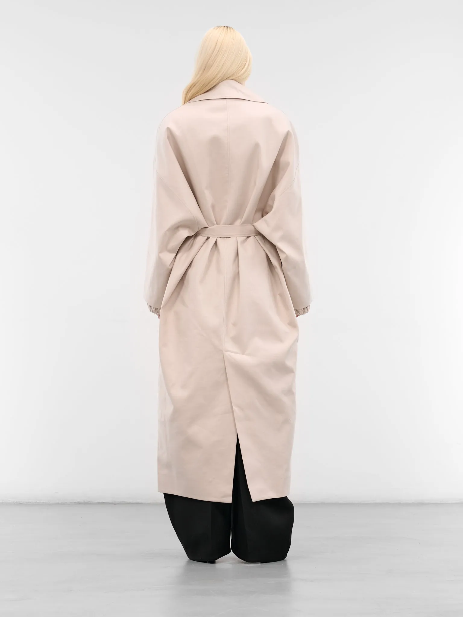 White Gabardine Trapezi Trench Coat (COW00102AW00644-OFF-WHITE) sold by lorenzo product image thumbnail 3